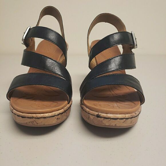 Born Concept B.O.C. Schirra Wedge Black Cork Ankle Strap Sandals Women Size 10M - Picture 9 of 14